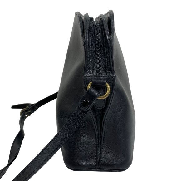 Vintage Etienne Aigner Black Genuine Leather Triple Compartment Shoulder Bag - Picture 2 of 8